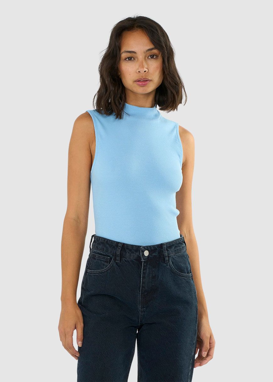 High Neck Rib Top