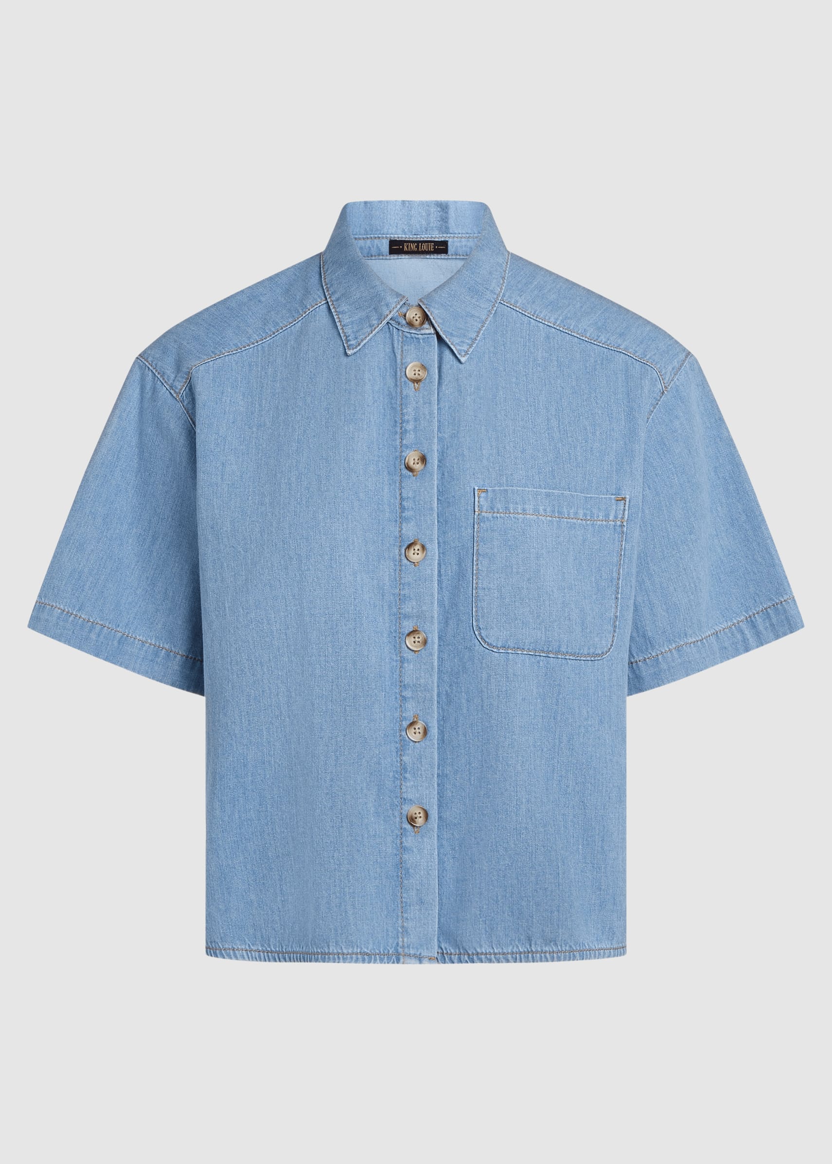 Evalina Blouse Festa Light Denim Blue Tint Evalina Blouse Festa Light Denim Blue Tint