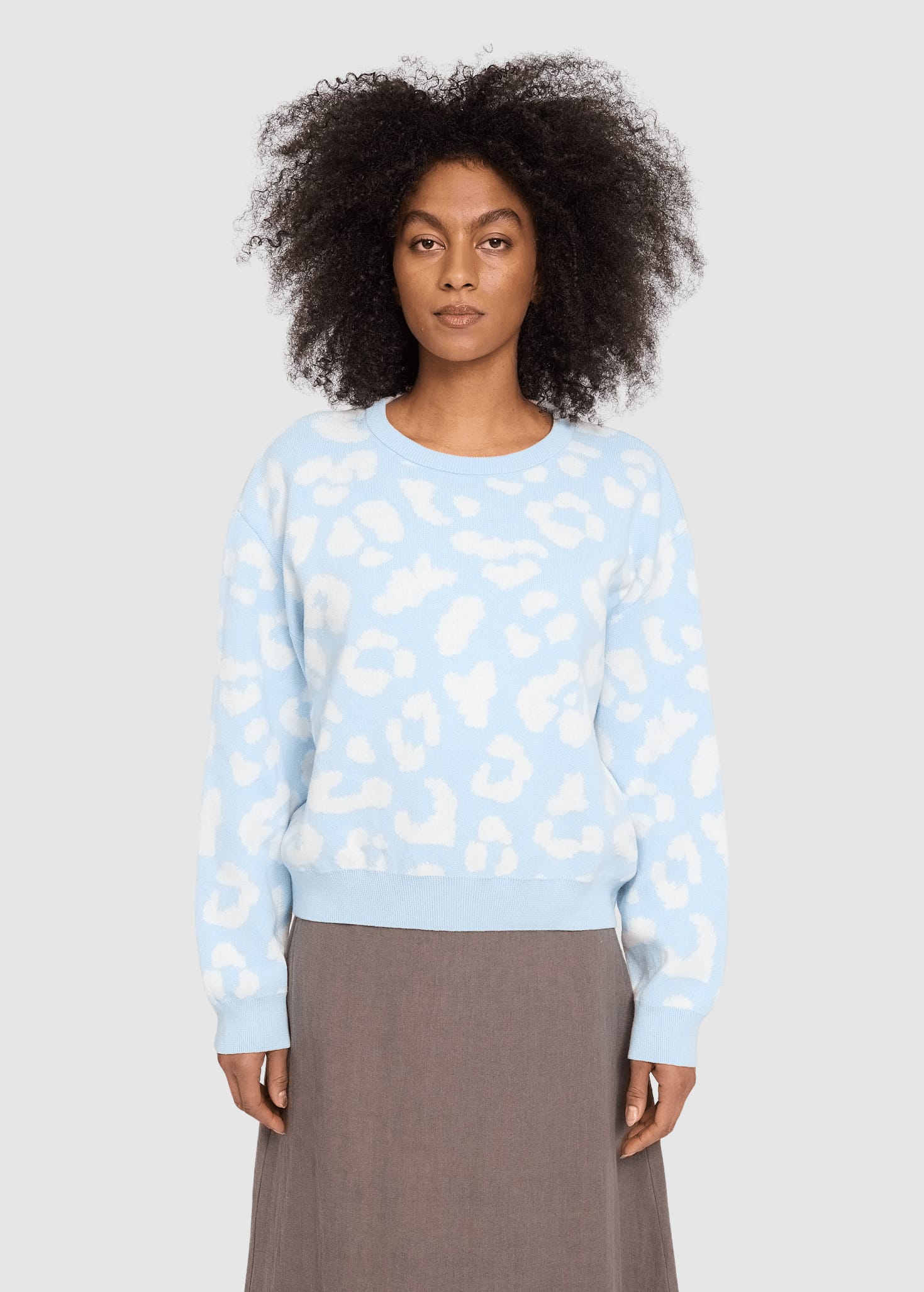Leo Jacquard Knit Jumper Dream Blue Offwhite