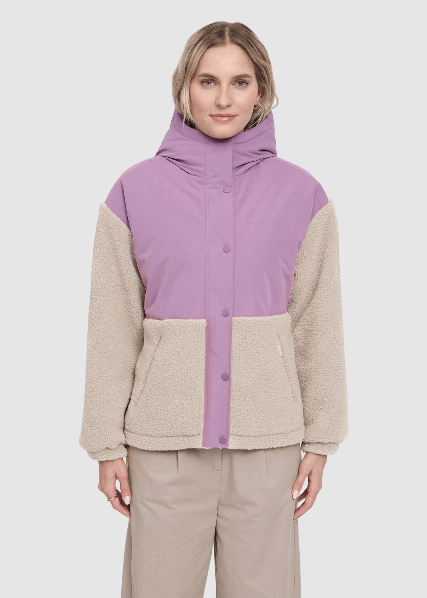 Fabric Blocking Jacket Grape Pink Natural