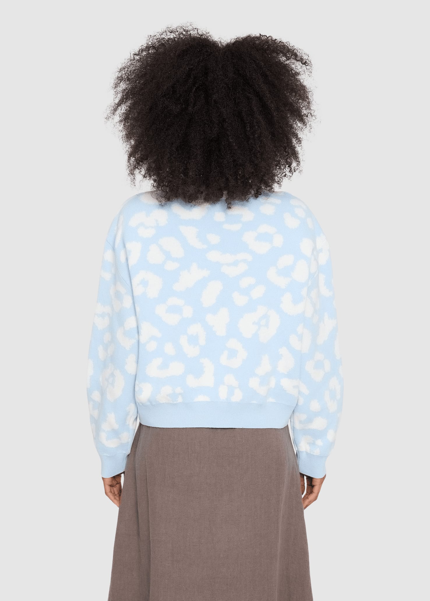 Leo Jacquard Knit Jumper Dream Blue Offwhite