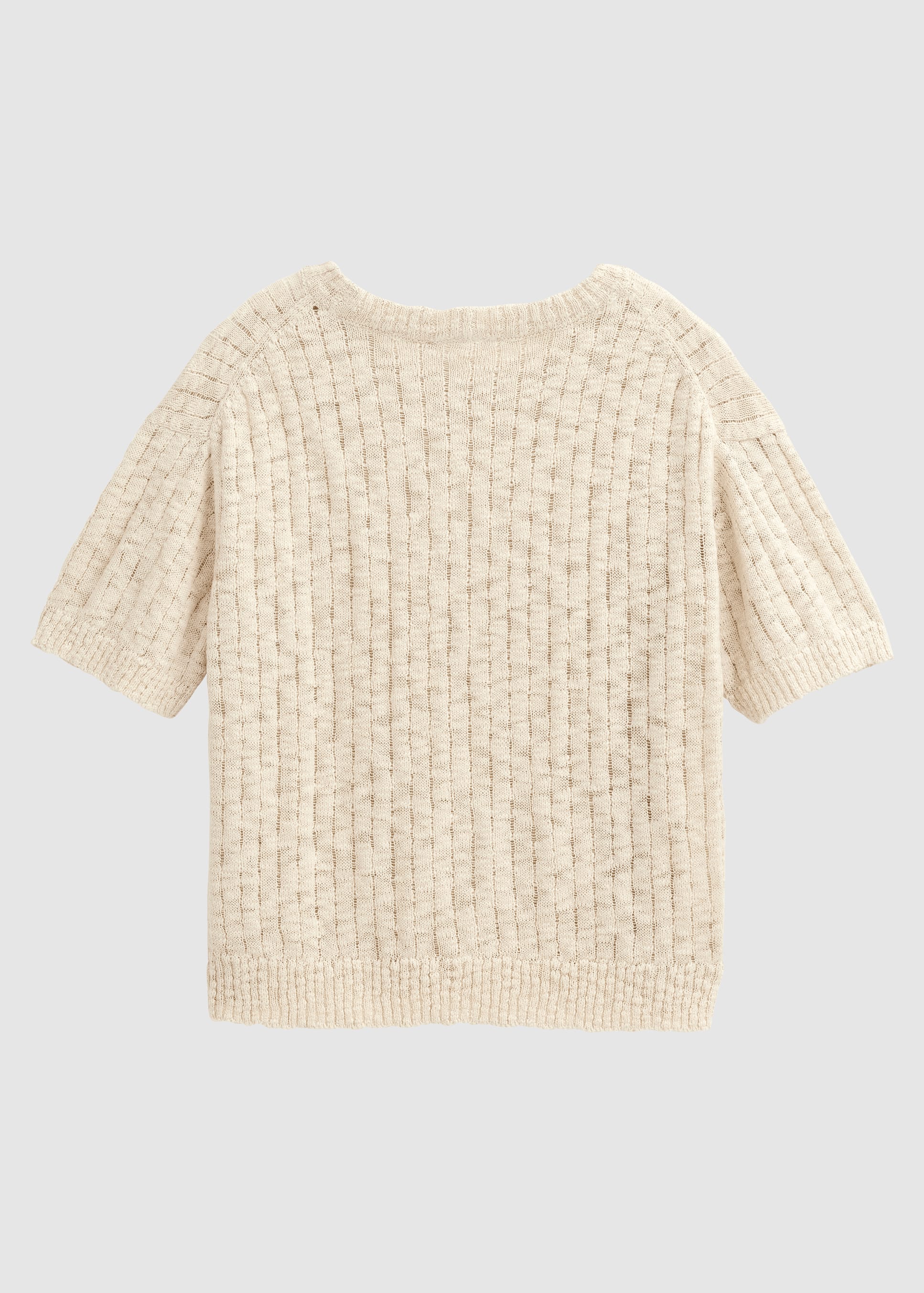 Rippstrick-Pullover Kurzarm Natur Rippstrick-Pullover Kurzarm Natur