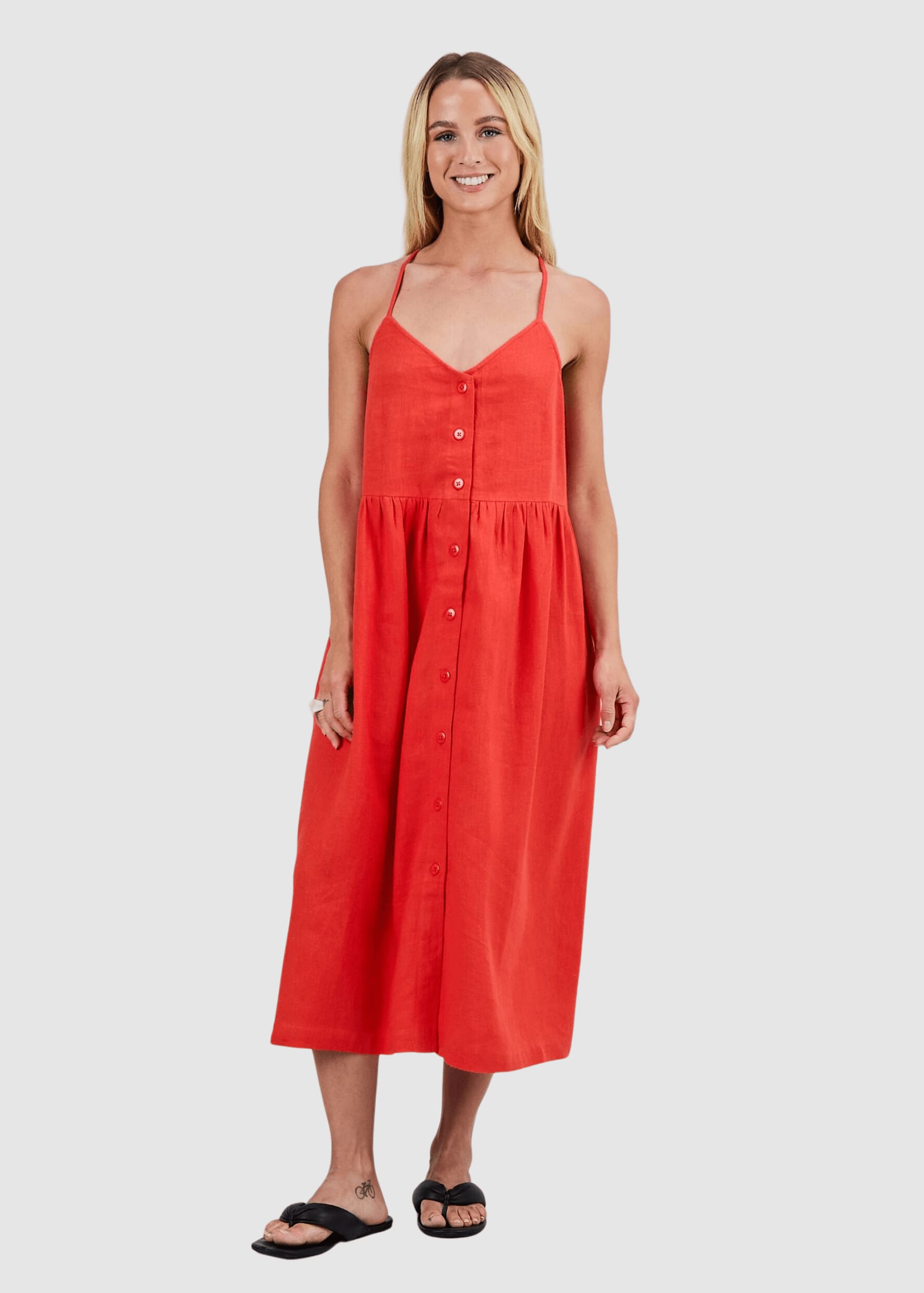 Strappy Loose Dress Coral
