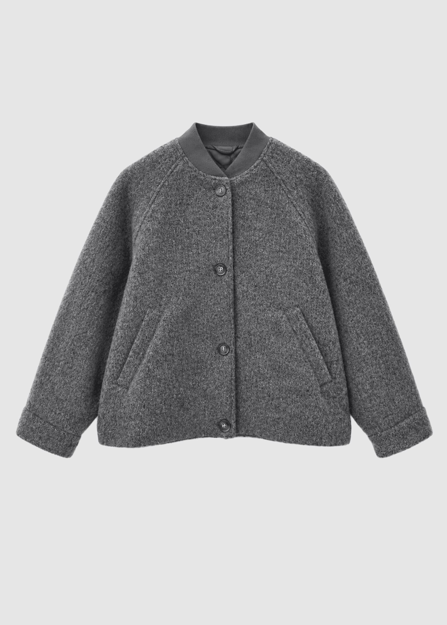 Vegan Wool Bomber Anthracite Melange