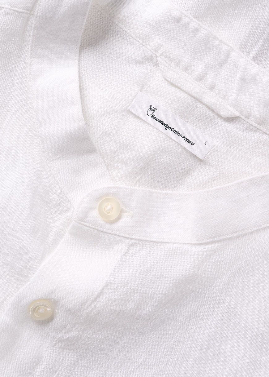 Custom Fit Linen Stand Collar Shirt