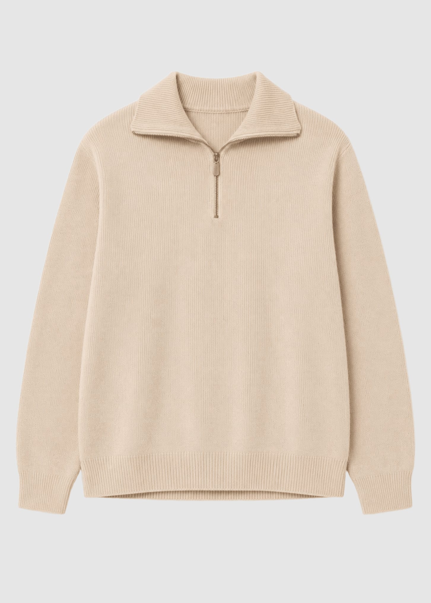 Jacquard Knit Troyer Light Beige