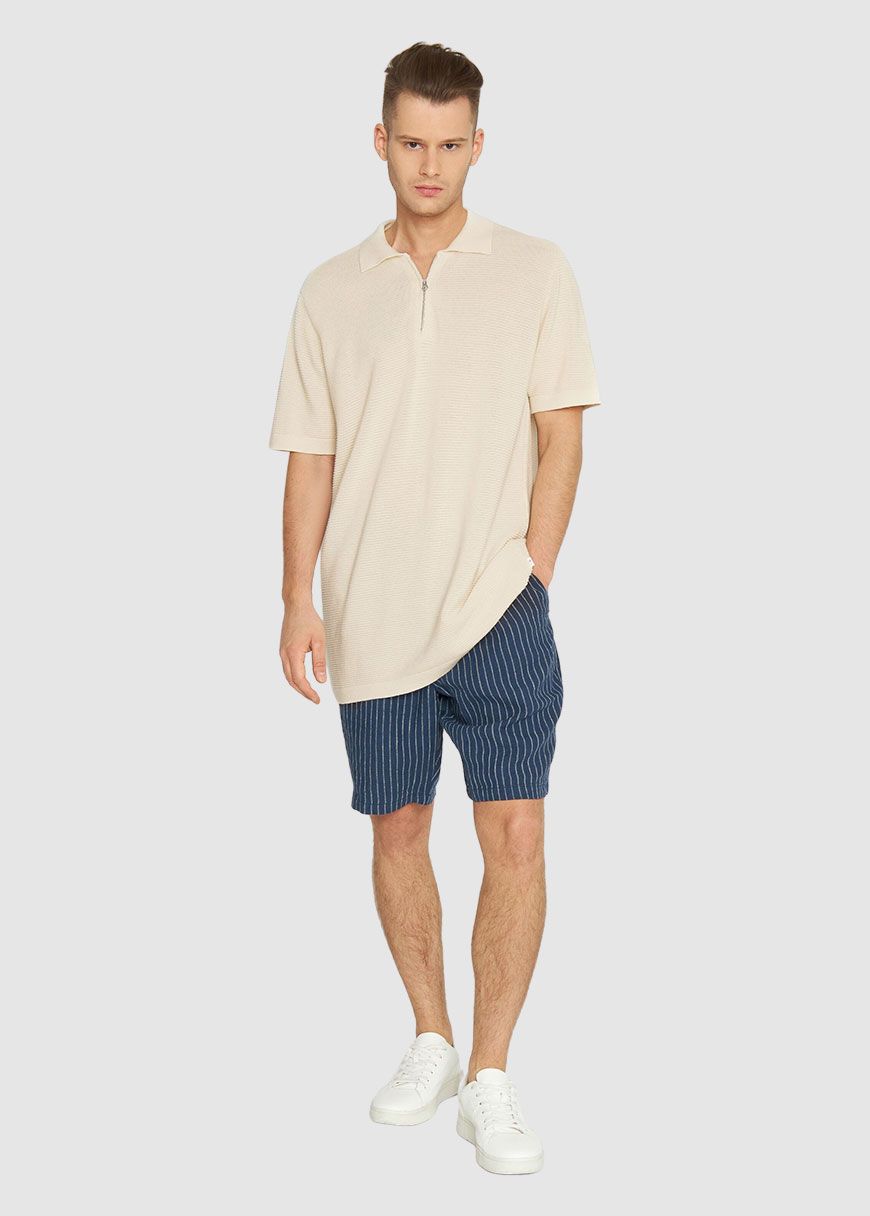 Polo With Zipper In Reverse Knit