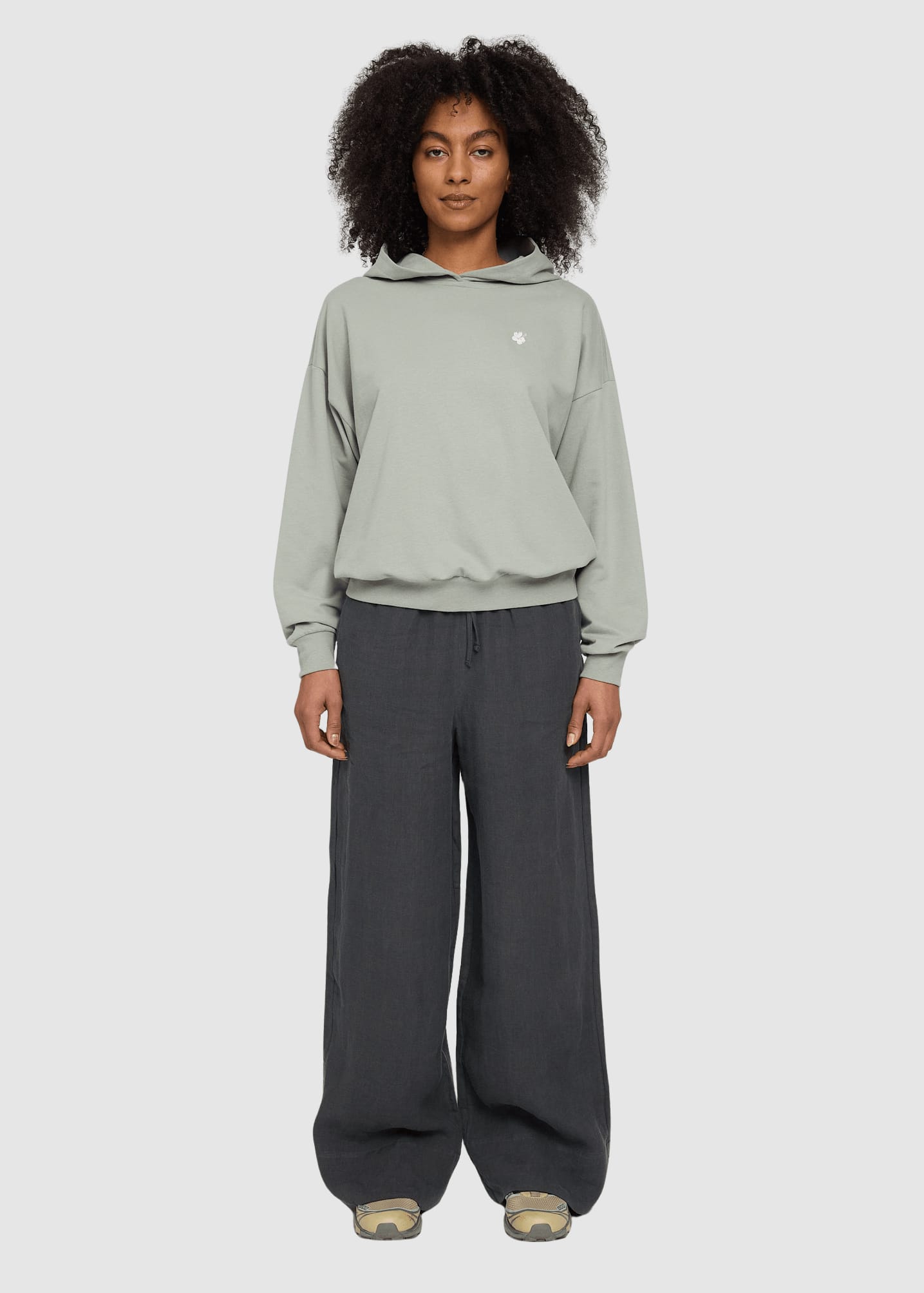 Back Print Hoodie Eucalyptus/hibiscus