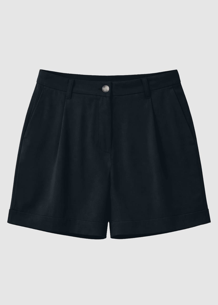 Pleated Viscose Shorts Black Pleated Viscose Shorts Black