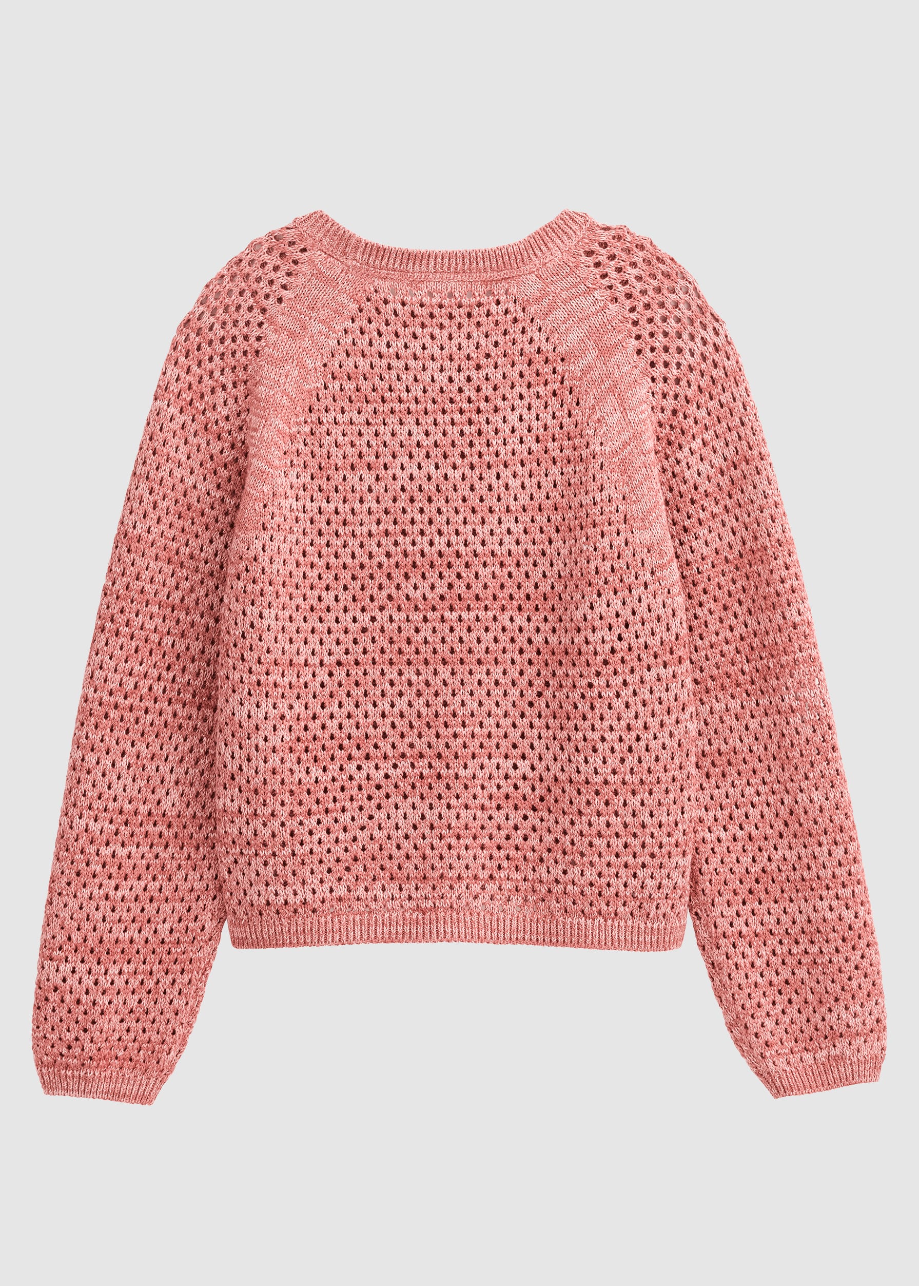 Lochstrick-Raglanpullover Terrakotta Melange