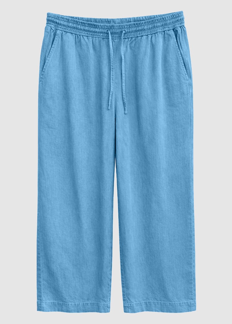 Wide Leg Tencel Pants Elastic Dark Blue Wash Wide Leg Tencel Pants Elastic Dark Blue Wash
