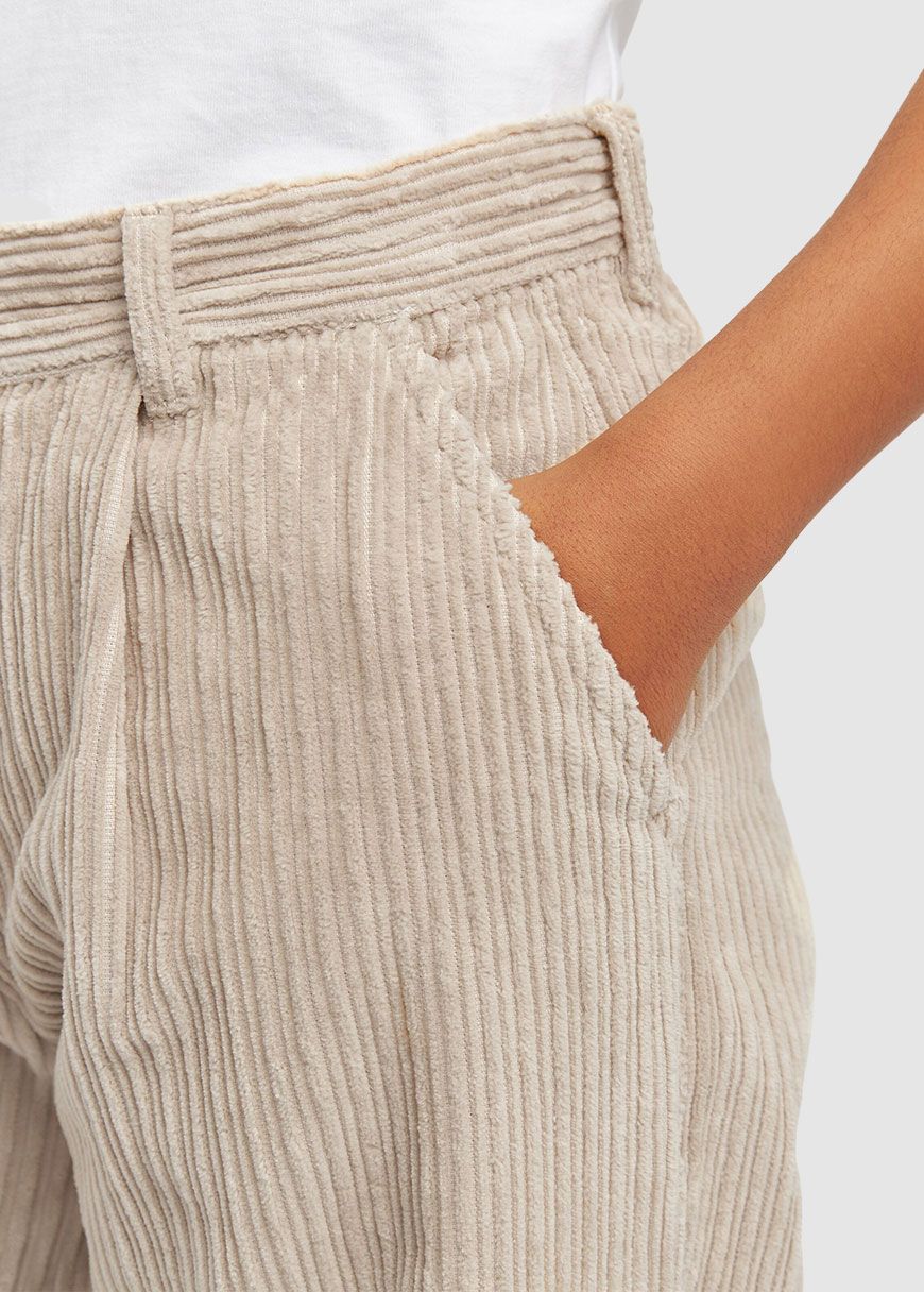 Posey Wide High-Rise Irregular Corduroy Pants