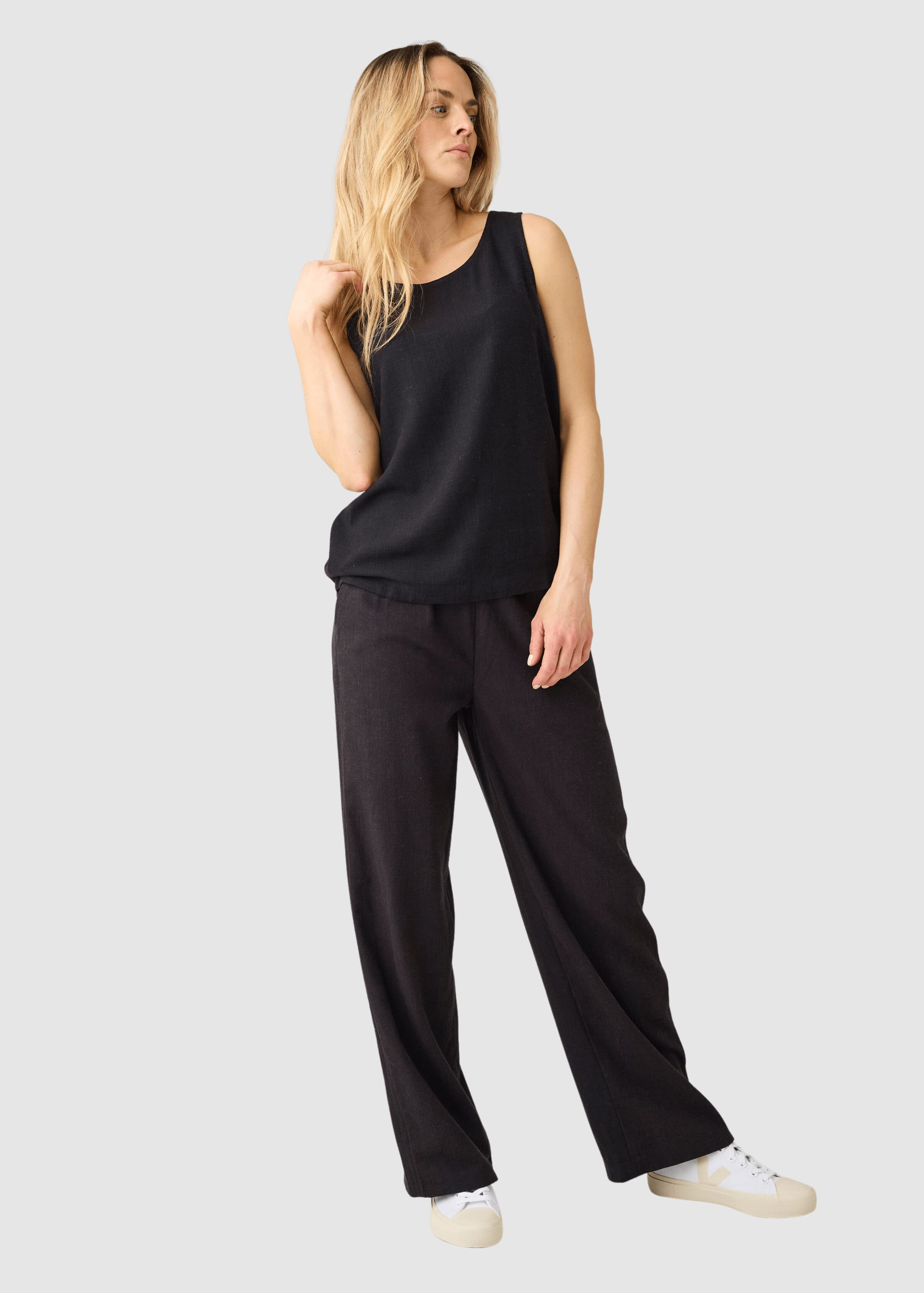 Posey Wide Linen-MIX Pants Black Jet Posey Wide Linen-MIX Pants Black Jet