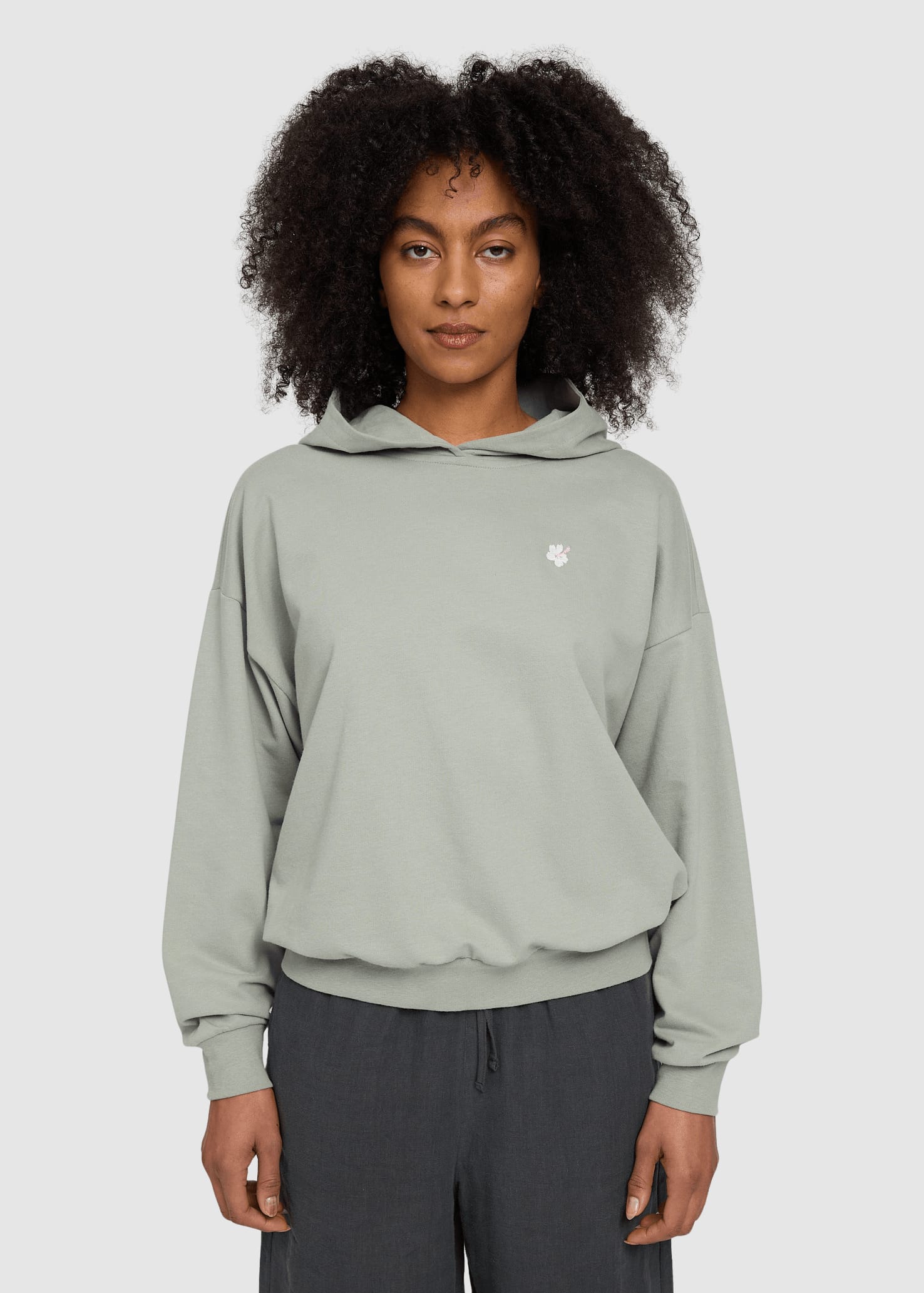 Back Print Hoodie Eucalyptus/hibiscus