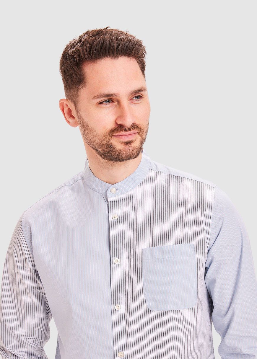 Elder Striped Stand Collar Shirt