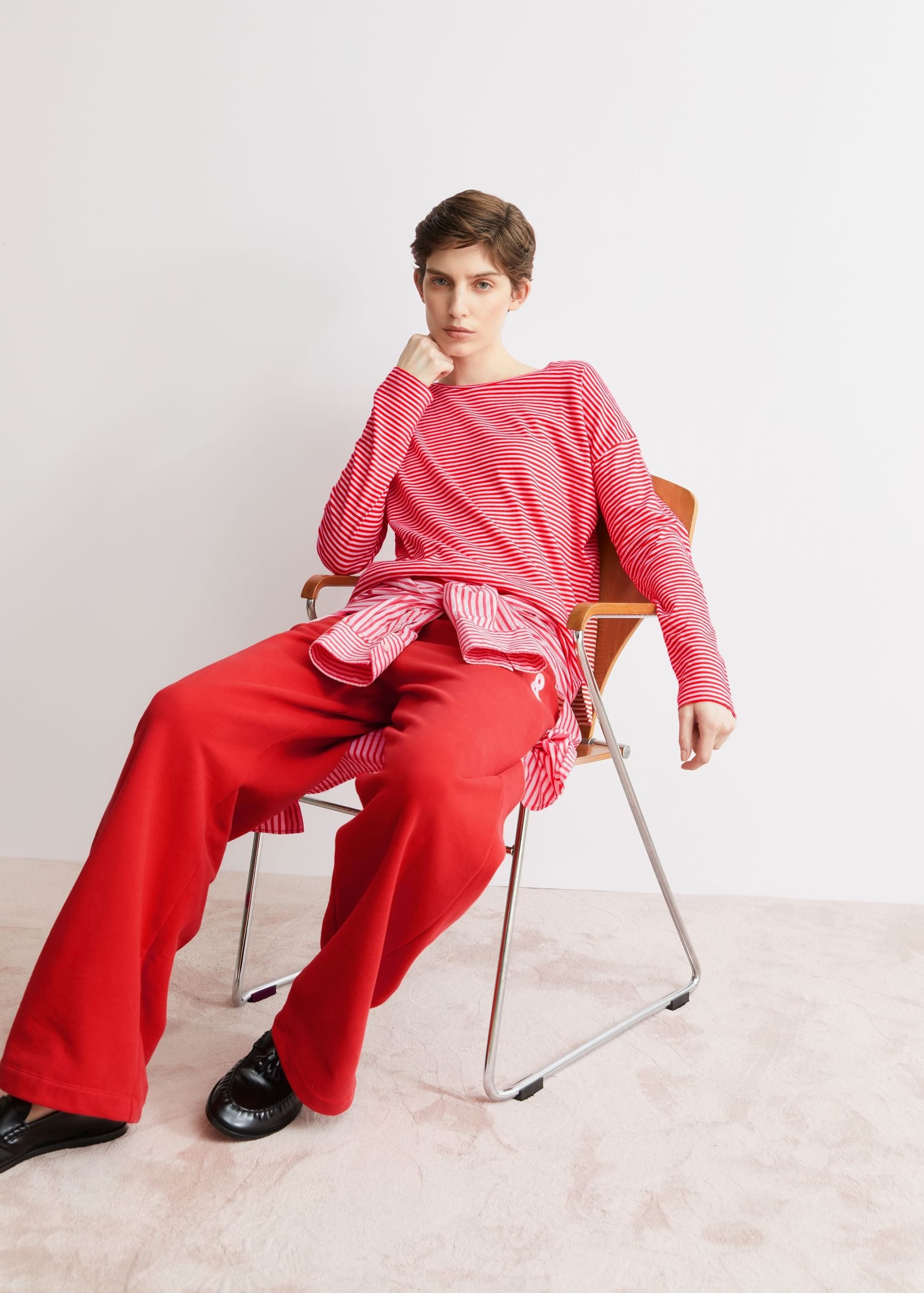 Xianaa Stripe Longsleeve Pink Mist-Mars Red