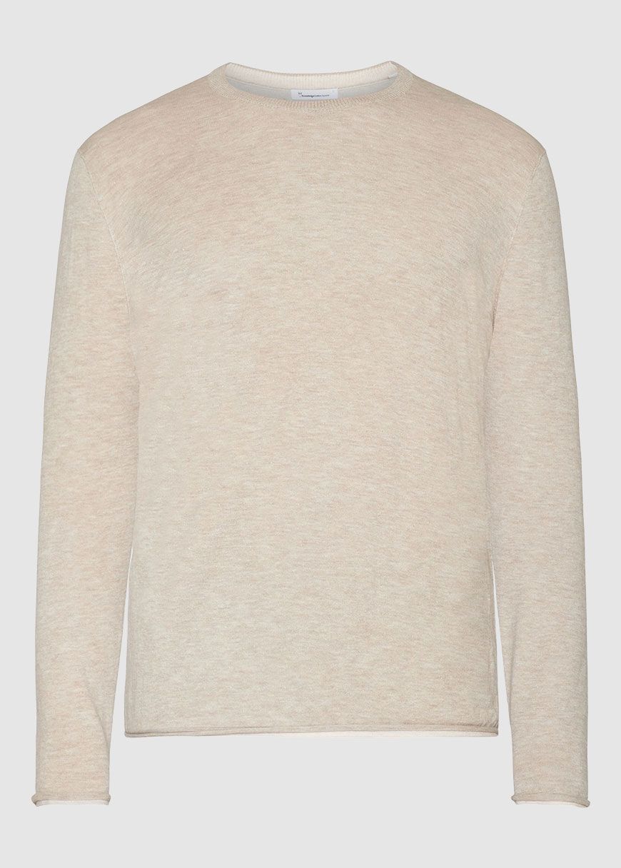 Regular Double Layer Cotton Mix Rolledge Crew Neck Knit Regular Double Layer Cotton Mix Rolledge Crew Neck Knit